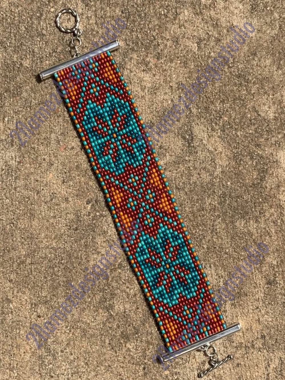Handmade ‘Star’ Seed Bead Cuff Bracelet - 7.25”